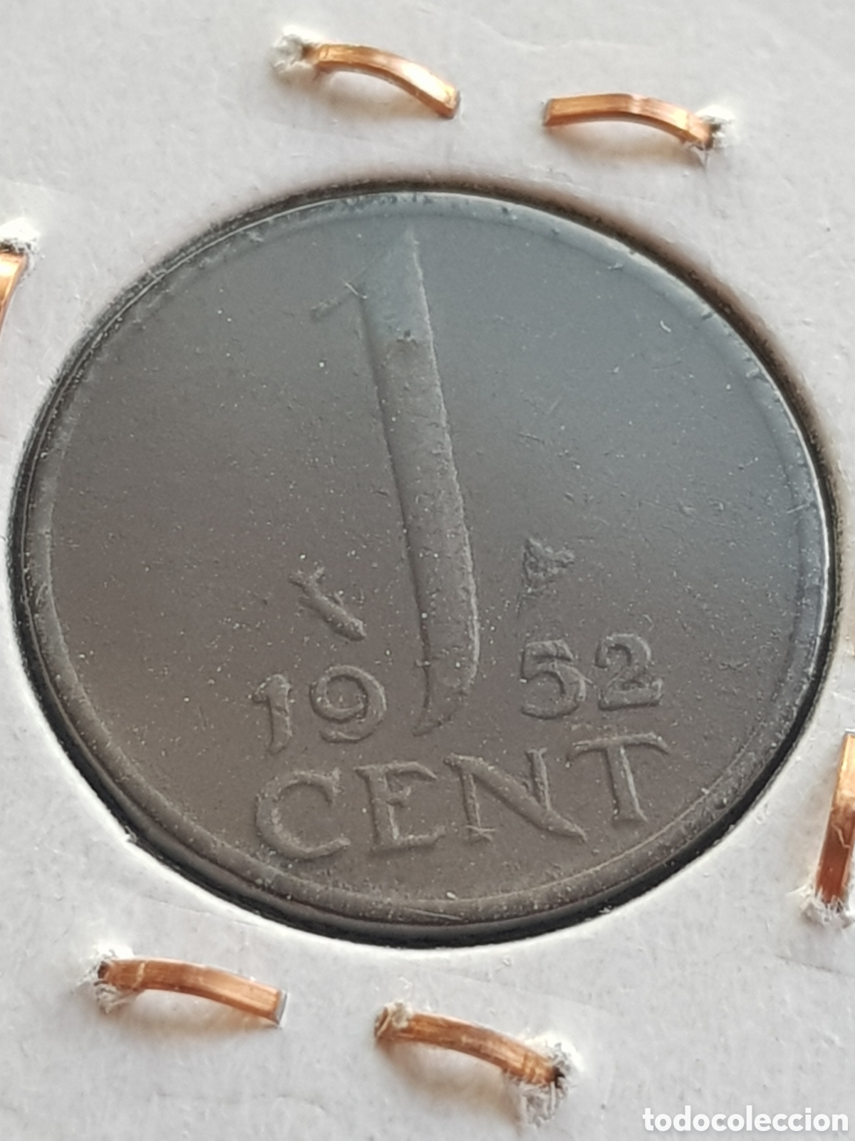 Monedas antiguas de Europa: 1 c&eacute;ntimo de Gulden 1952 Holanda Cent - Foto 2