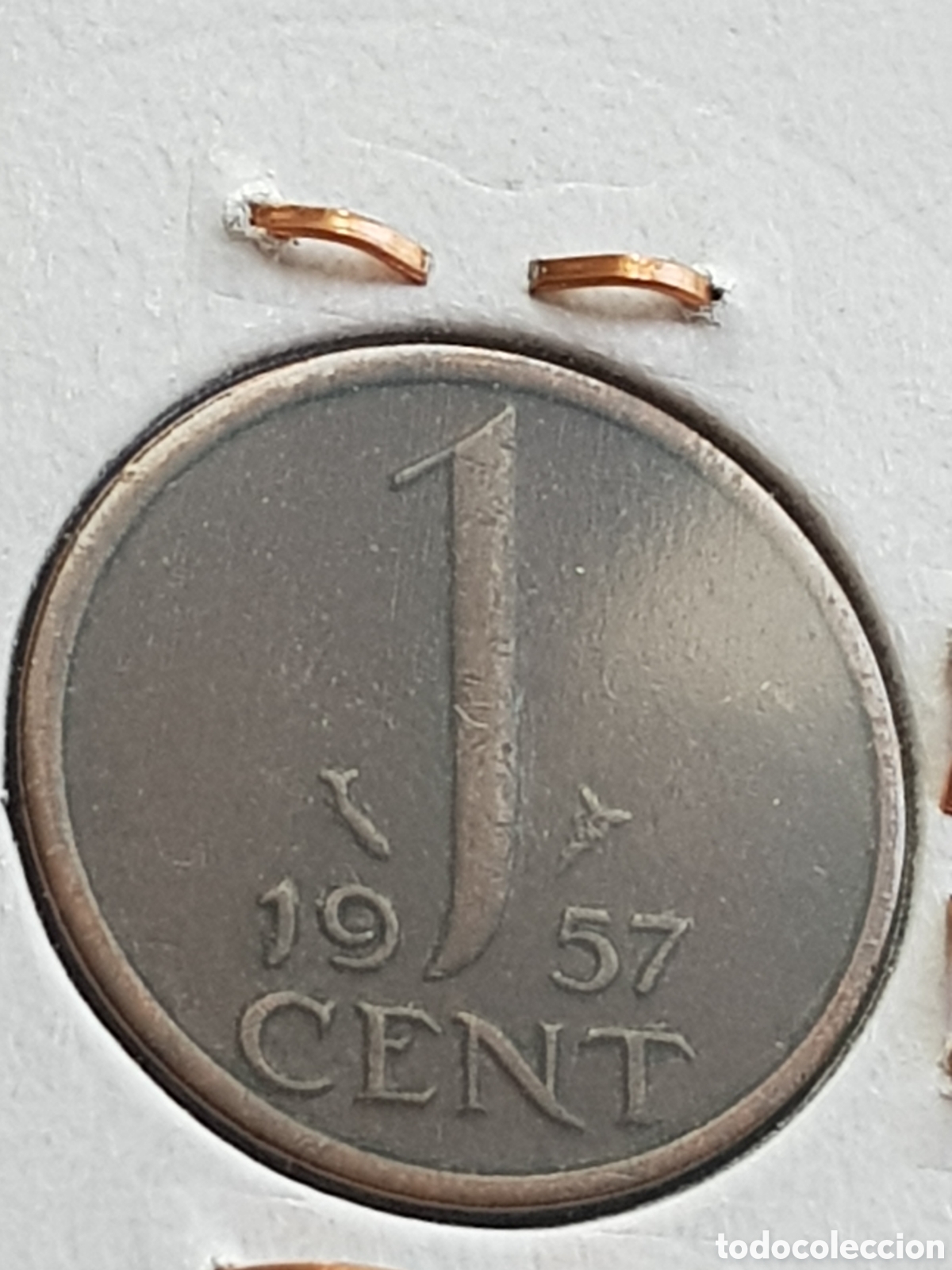 Monedas antiguas de Europa: 1 c&eacute;ntimo de Gulden 1957 Holanda Cent - Foto 2