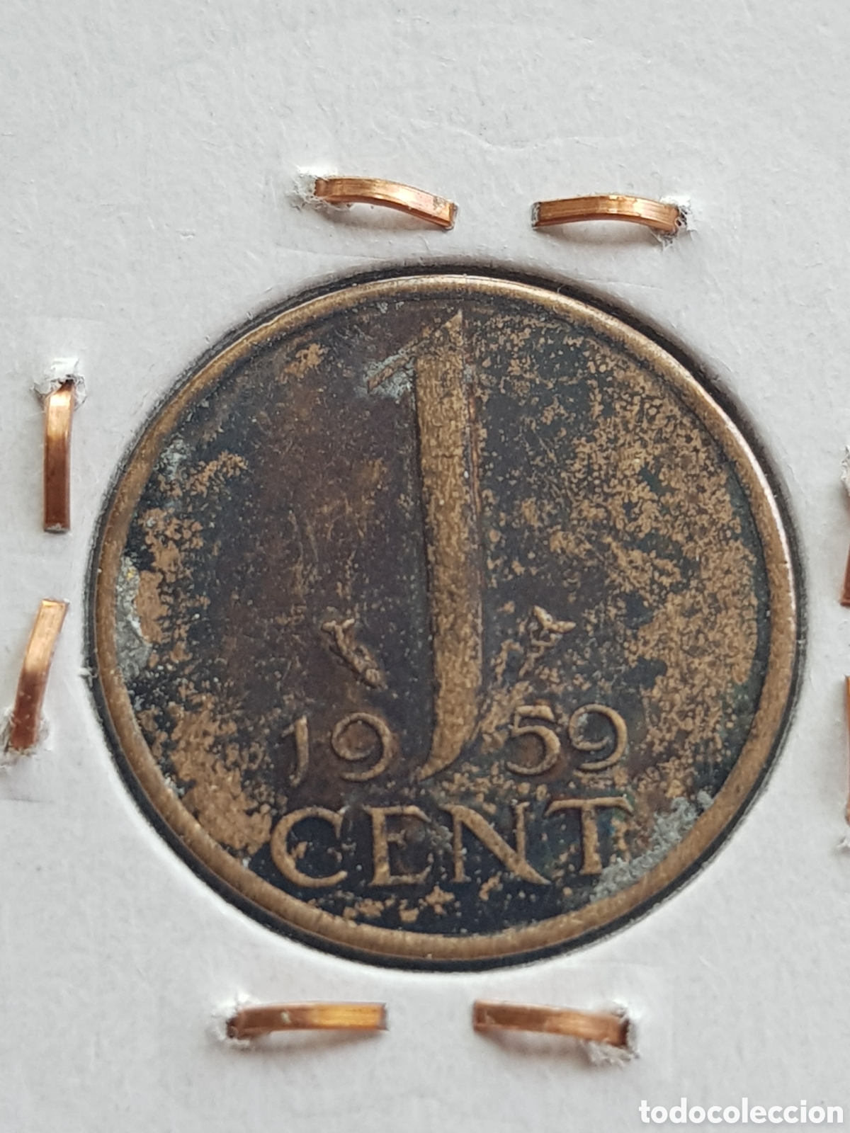 Monedas antiguas de Europa: 1 c&eacute;ntimo de Gulden 1959 Holanda Cent - Foto 1