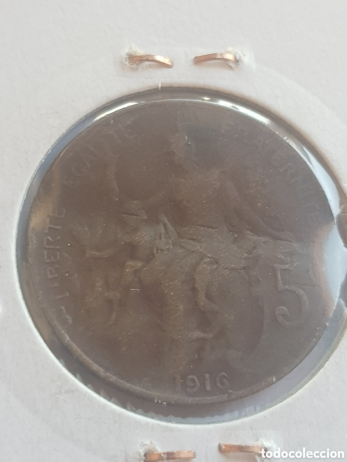 Monedas antiguas de Europa: 5 Centimes 1916 Doblada Francia Cinq Centimos - Foto 2
