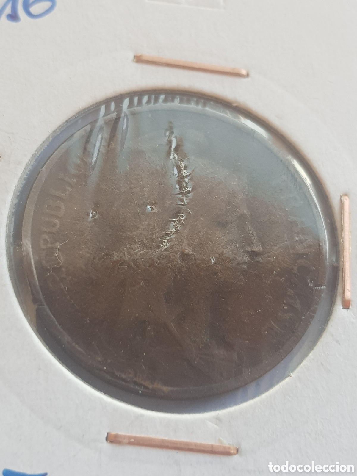 Monedas antiguas de Europa: 5 Centimes 1916 Doblada Francia Cinq Centimos - Foto 4