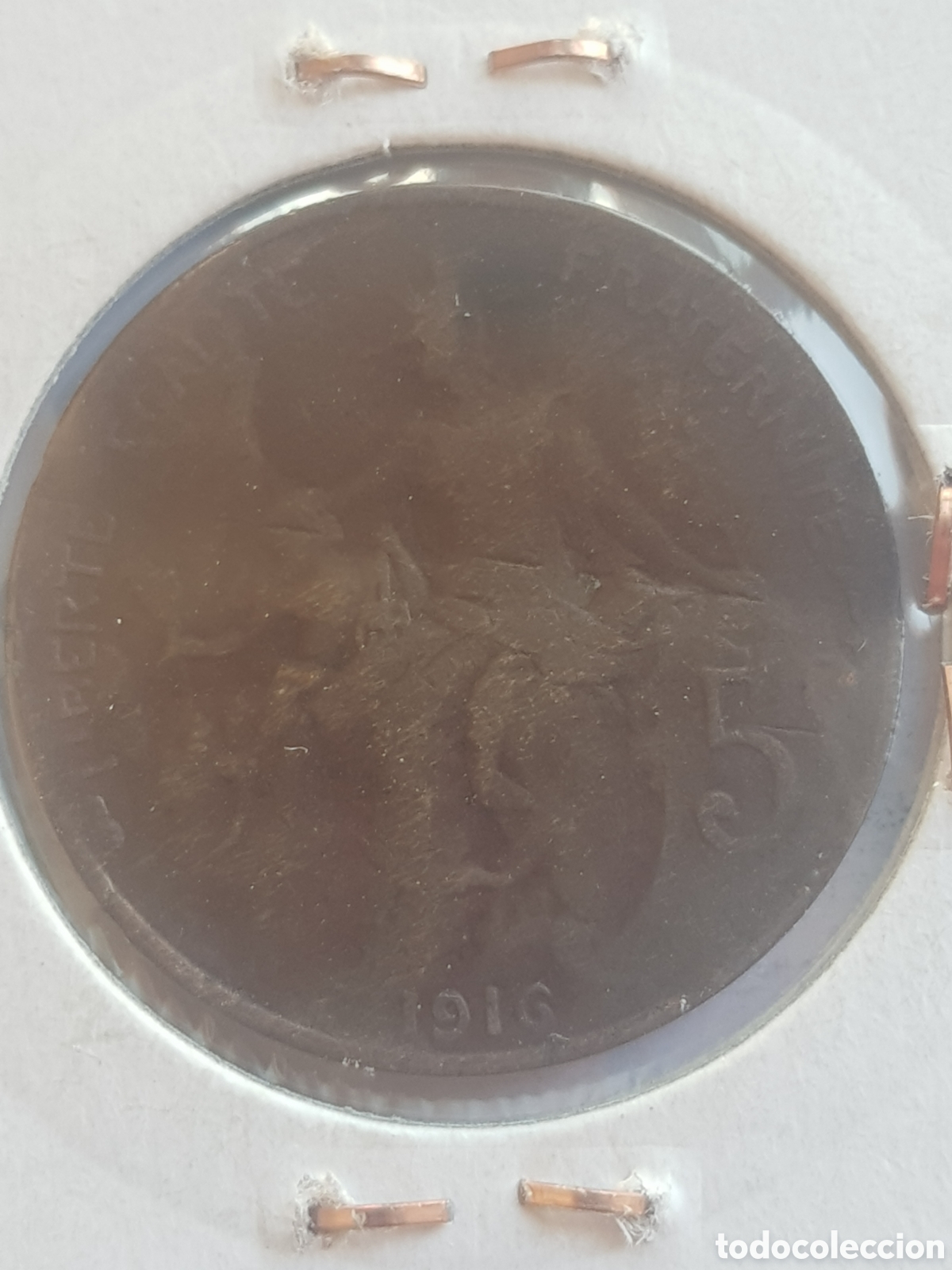 Monedas antiguas de Europa: 5 Centimes 1916 Doblada Francia Cinq Centimos - Foto 1