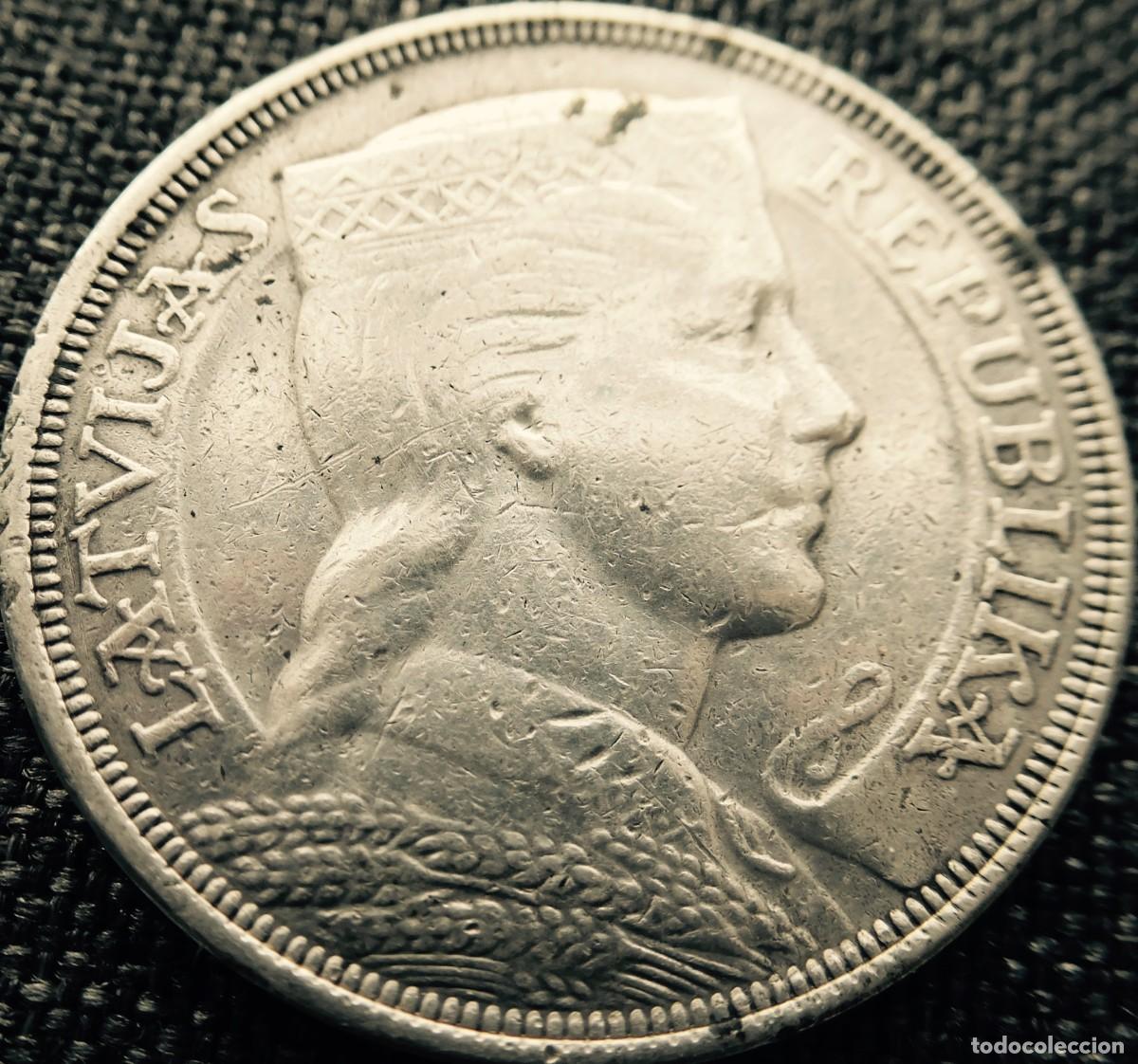 Monedas antiguas de Europa: Moneda letona de 2 Lati, Plata, 1929, BC - Foto 1