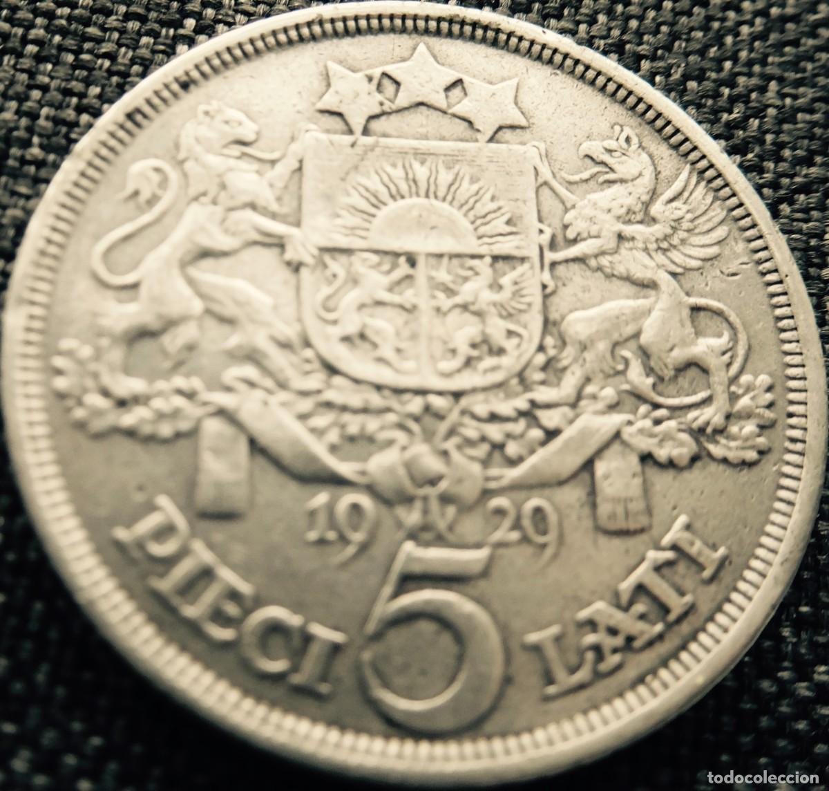 Monedas antiguas de Europa: Moneda letona de 2 Lati, Plata, 1929, BC - Foto 2
