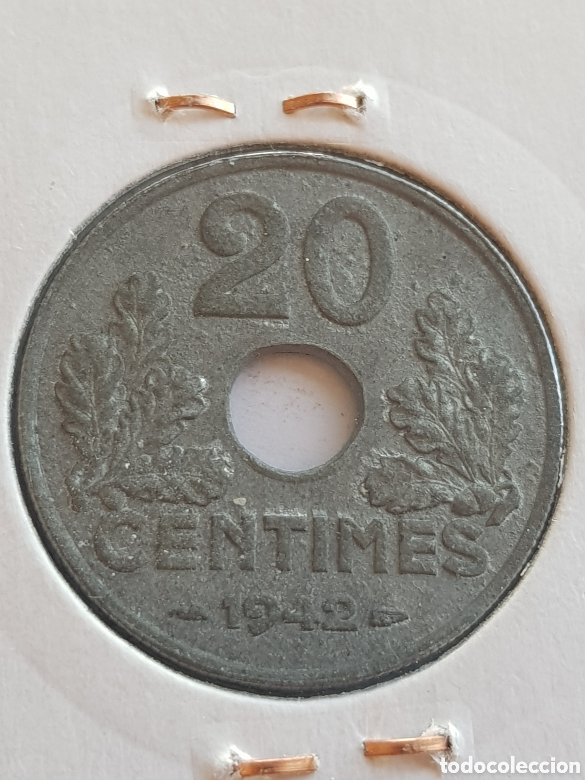 Monedas antiguas de Europa: 20 Centimes 1942 Francia C&eacute;ntimos - Foto 2
