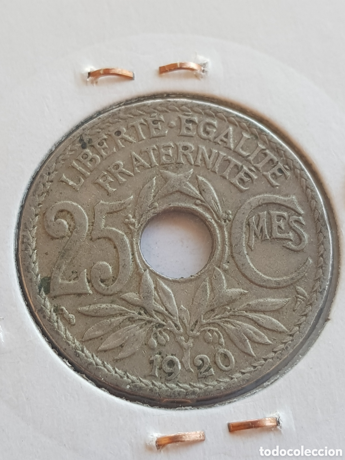 Monedas antiguas de Europa: 25 Centimes 1920 Francia C&eacute;ntimos - Foto 2