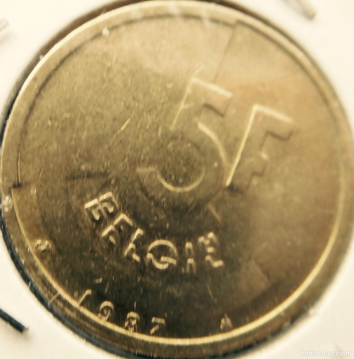 Monedas antiguas de Europa: Moneda de 5 Francos Belgas, de Balduino , 1987, bronce - Foto 1