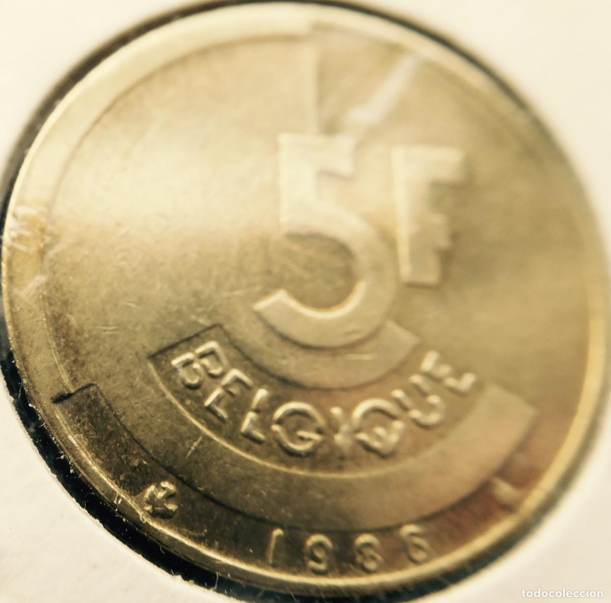 Monedas antiguas de Europa: Moneda de 5 Francos Belgas, de Balduino , 1986, bronce - Foto 1