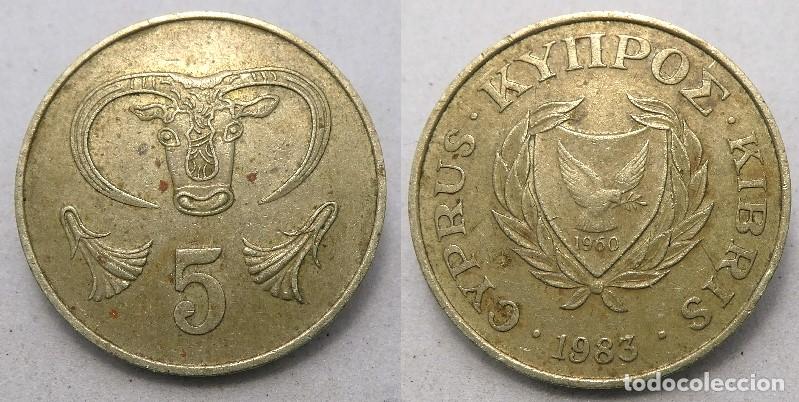 Monedas antiguas de Europa: Medalla de CHIPRE 5 CENTIMOS 1983 - Foto 1