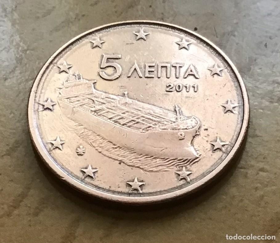 Monedas antiguas de Europa: 5 c&eacute;ntimos de euro de Grecia. A&ntilde;o 2011