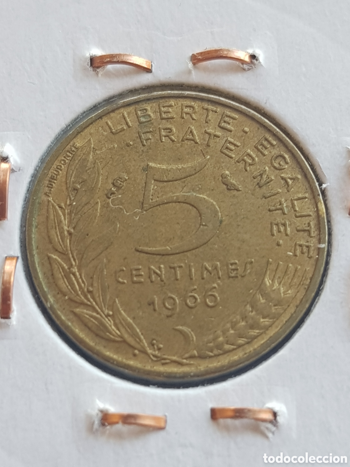 Monedas antiguas de Europa: 5 Centimes 1966 Francia C&eacute;ntimos - Foto 1