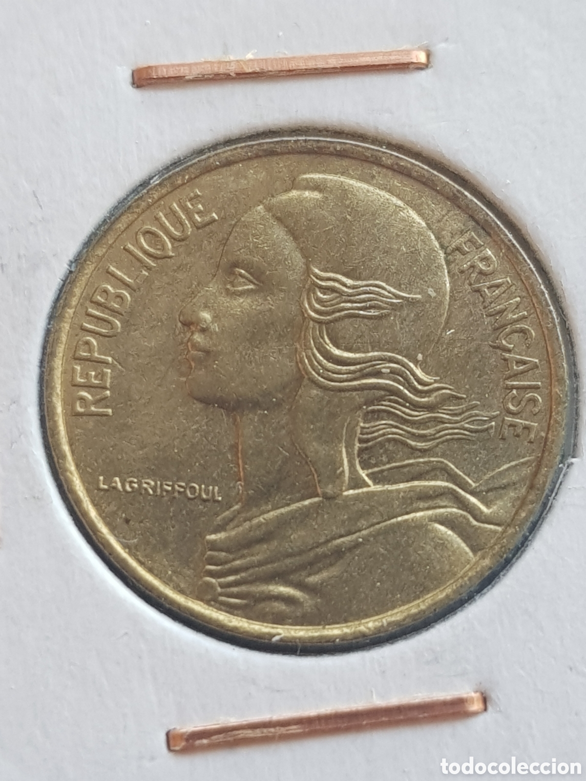 Monedas antiguas de Europa: 5 Centimes 1975 Francia C&eacute;ntimos - Foto 2