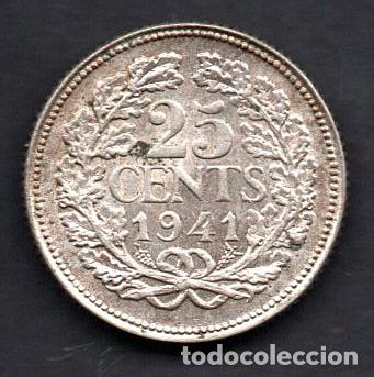 Monedas antiguas de Europa: HOLANDA - 25 CENTIMOS de PLATA 1941 - Foto 2