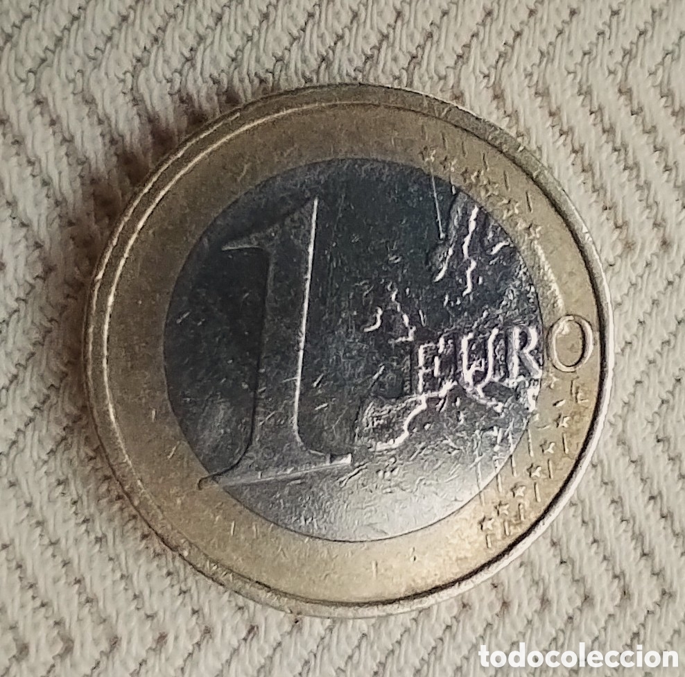 Monedas antiguas de Europa: Moneda 1 Euro Descentrada con Listel Irregular Labiado