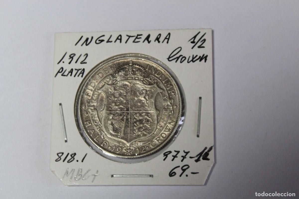 Monedas antiguas de Europa: 1/2 CROWN de PLATA de 1912 KM 818.1 INGLATERRA en MBC+