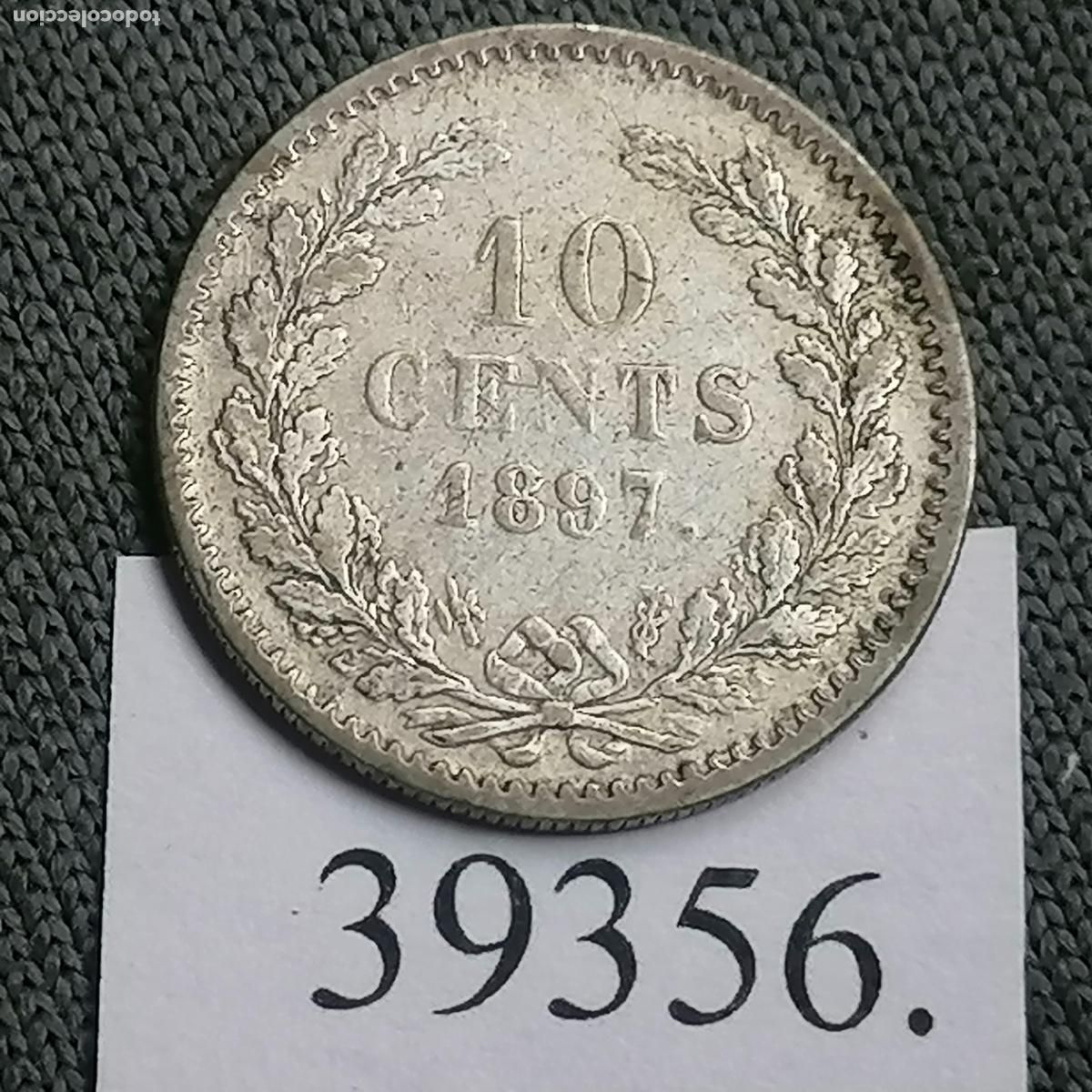 Monedas antiguas de Europa: Holanda 10 c&eacute;ntimos 1897 plata - Foto 2
