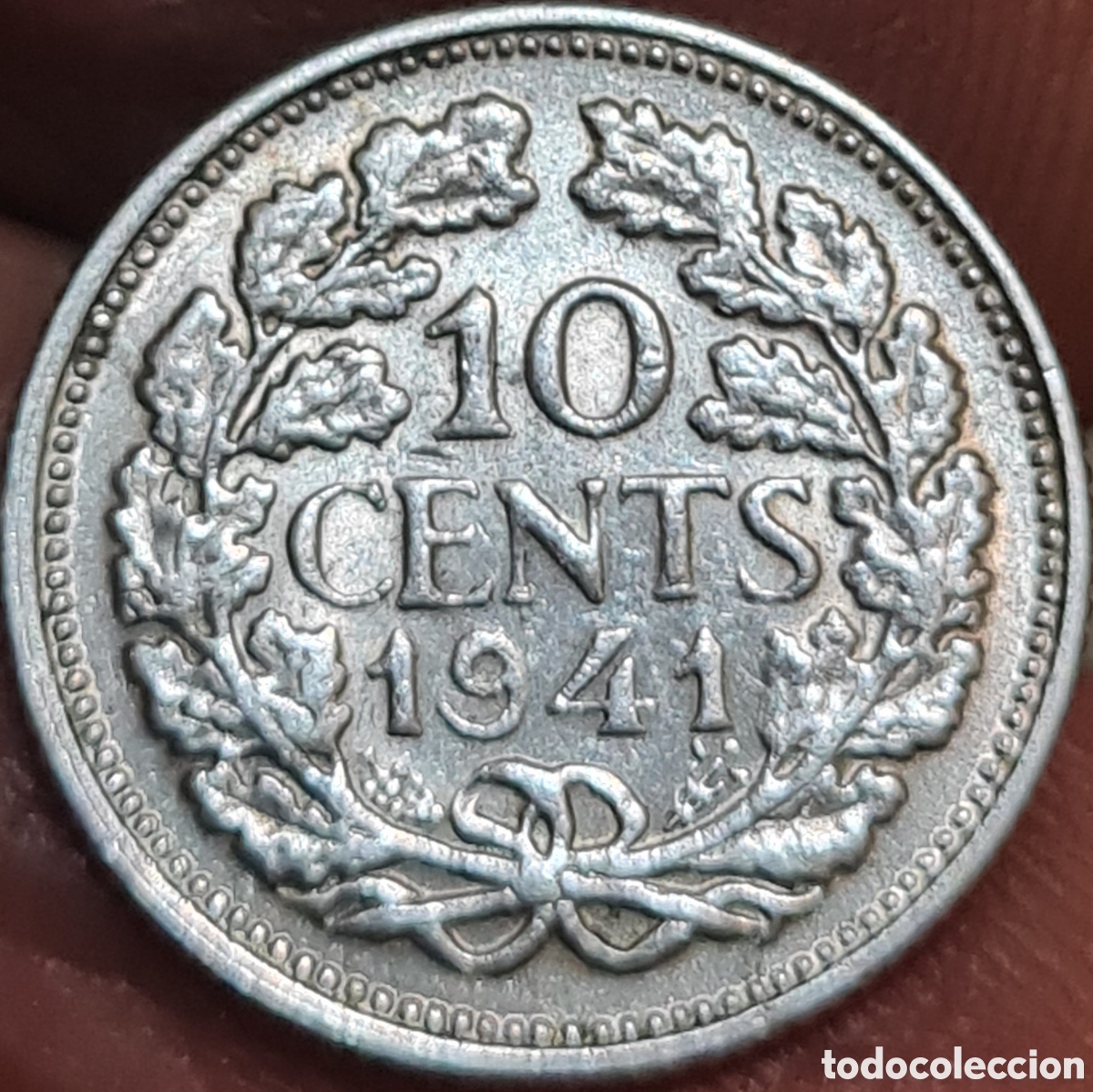 Monedas antiguas de Europa: Moneda Holanda,1.941, 10 Cent,Plata,MBC . - Foto 2