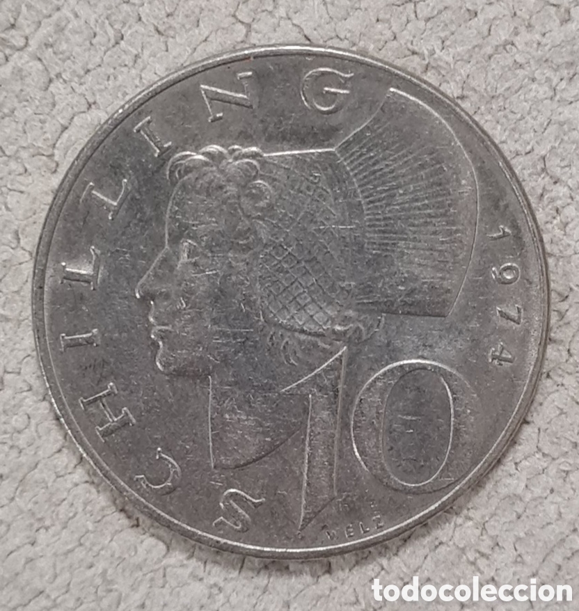 Monedas antiguas de Europa: AUSTRIA 10 CHELINES 1974 - Foto 1