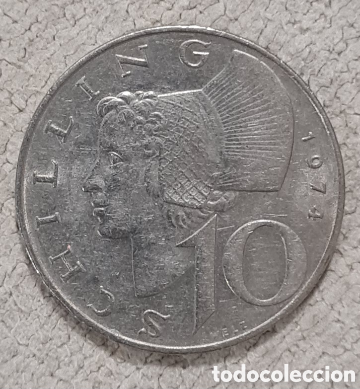 Monedas antiguas de Europa: AUSTRIA 10 CHELINES 1974 - Foto 1
