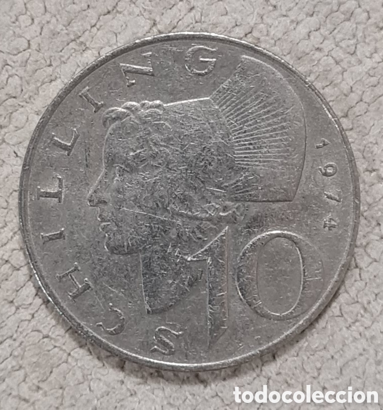 Monedas antiguas de Europa: AUSTRIA 10 CHELINES 1974 - Foto 1