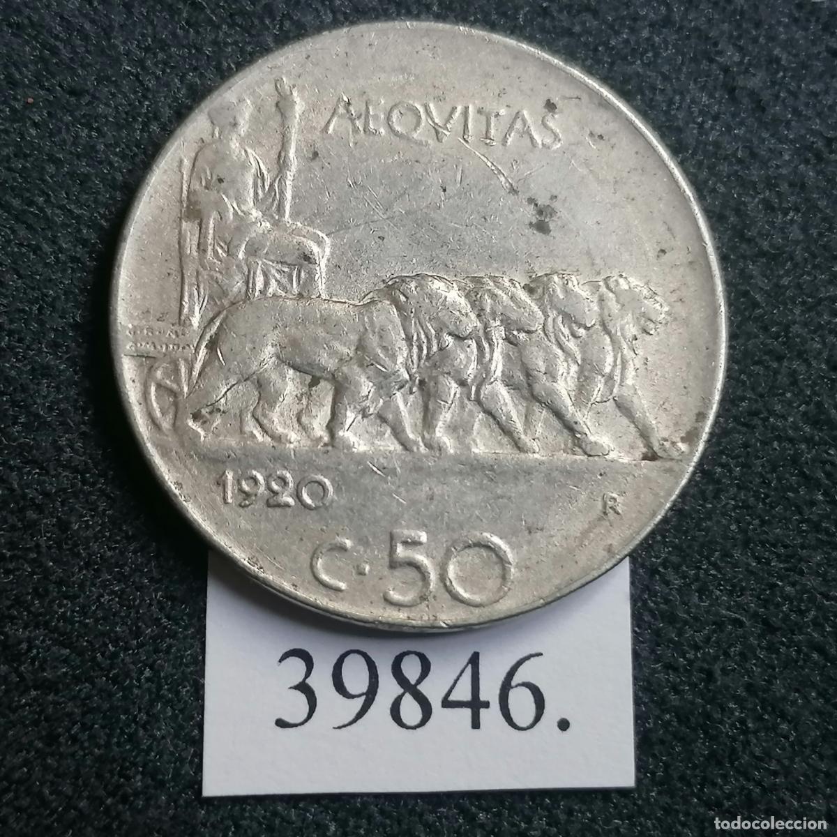 Alte M&uuml;nzen aus Europa: Italia 50 c&eacute;ntimos 1920