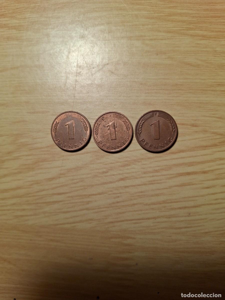 Monedas antiguas de Europa: 3 monedas de 1 pfennig - Foto 1