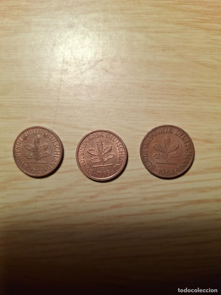 Monedas antiguas de Europa: 3 monedas de 1 pfennig - Foto 2