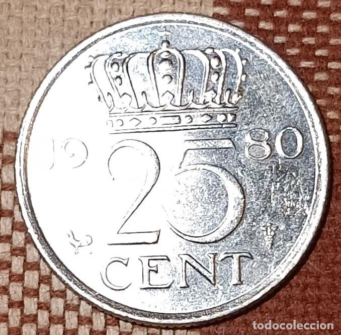 Monedas antiguas de Europa: Moneda de 25 cent de 1980 - Holanda - Foto 2