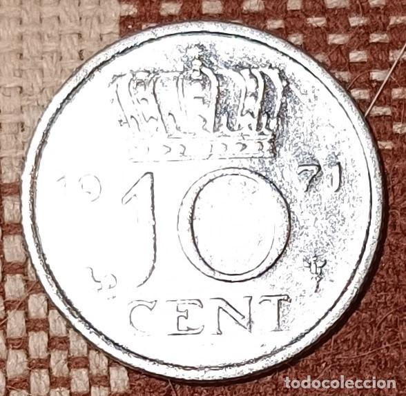 Monedas antiguas de Europa: Moneda de 10 cent de 1971 - Holanda - Foto 2