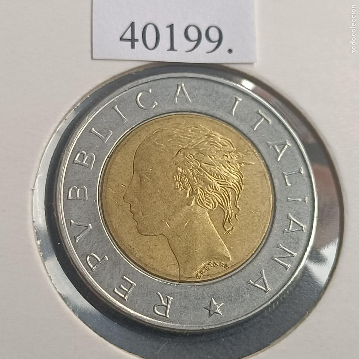 Moedas antigas da Europa: Italia 500 liras 1992, bimetalica