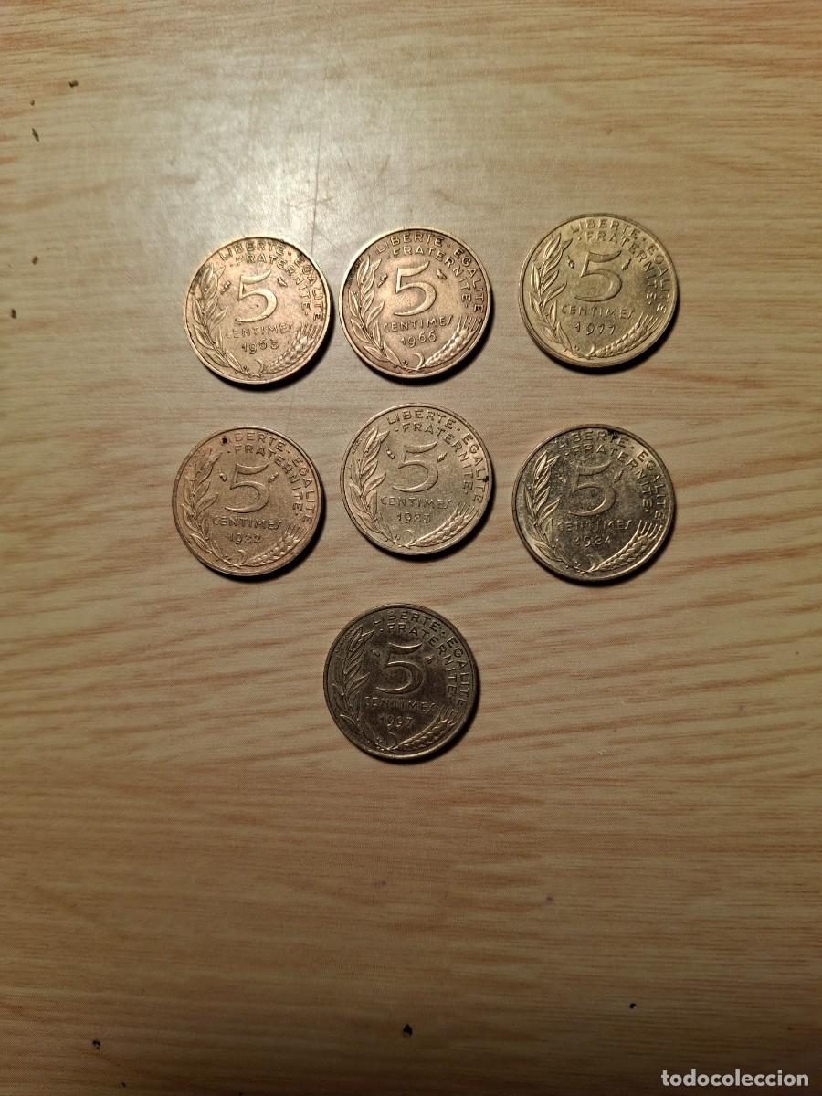Monedas antiguas de Europa: 7 monedas de 5 c&eacute;ntimos Francia - Foto 1
