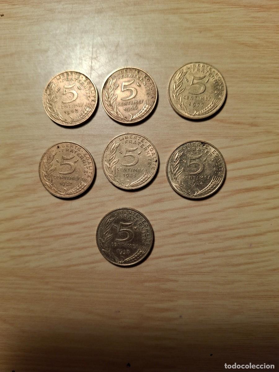 Monedas antiguas de Europa: 7 monedas de 5 c&eacute;ntimos Francia - Foto 2