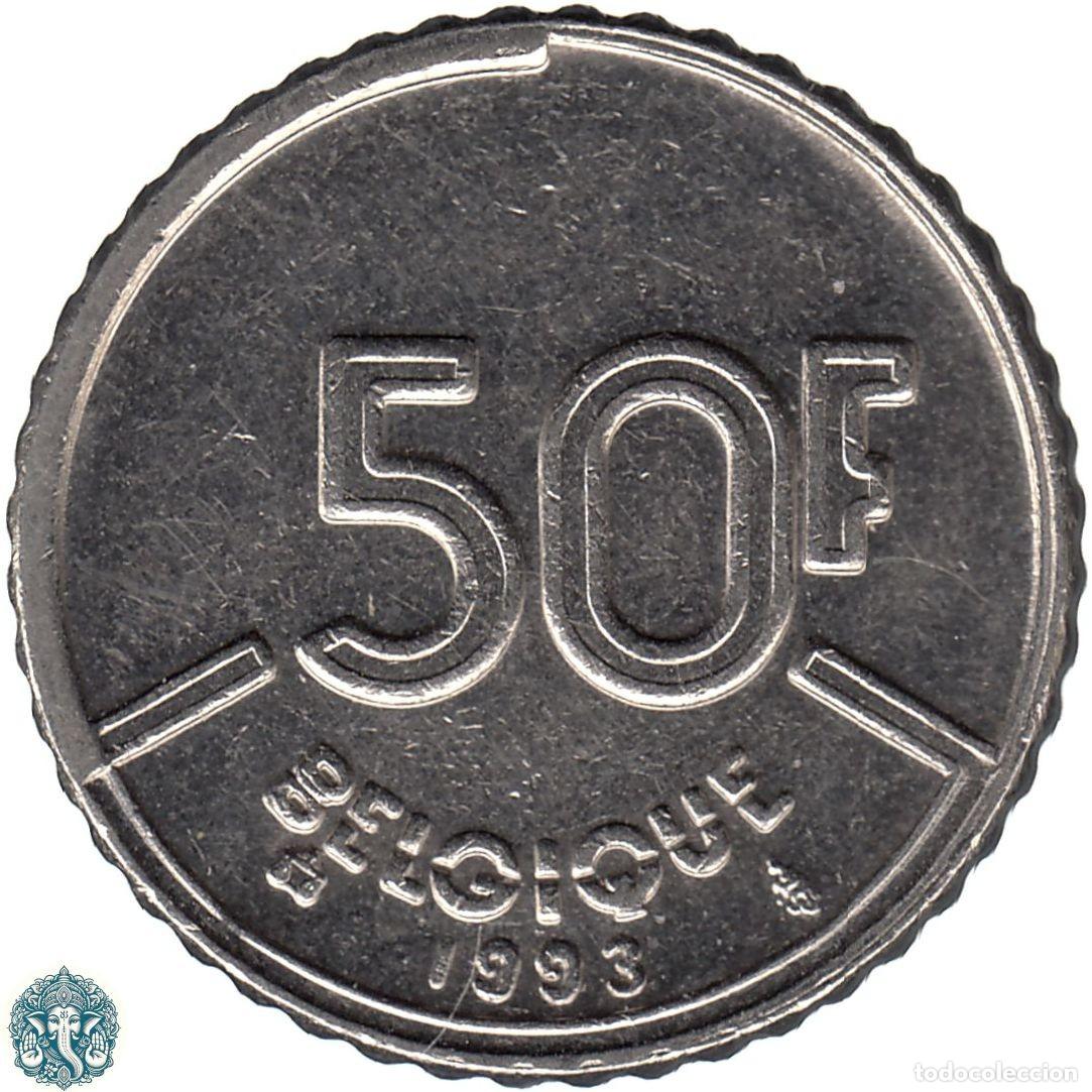 Alte M&uuml;nzen aus Europa: B&Eacute;LGICA 50 Francos 1993 Balduino I KM#168 Leyenda Belgique
