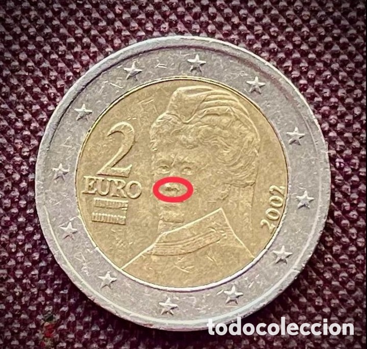 Monedas antiguas de Europa: Moneda 2&euro; Austria 2002 Error Exceso de metal - Foto 1