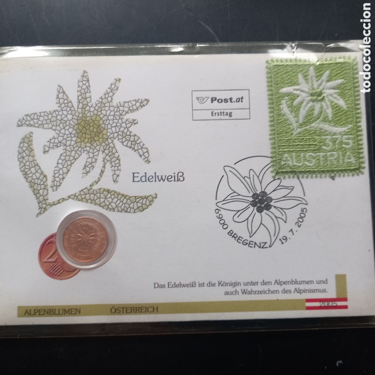 Monedas antiguas de Europa: Edelweis austria 2 centimos en cartera - Foto 1