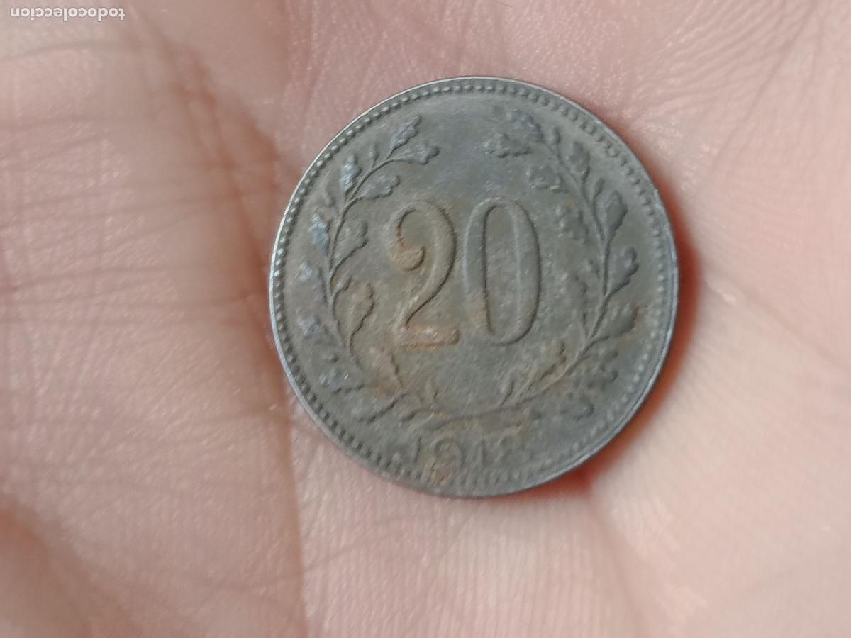 Monedas antiguas de Europa: 20 heller de Austria 1918 - Foto 1