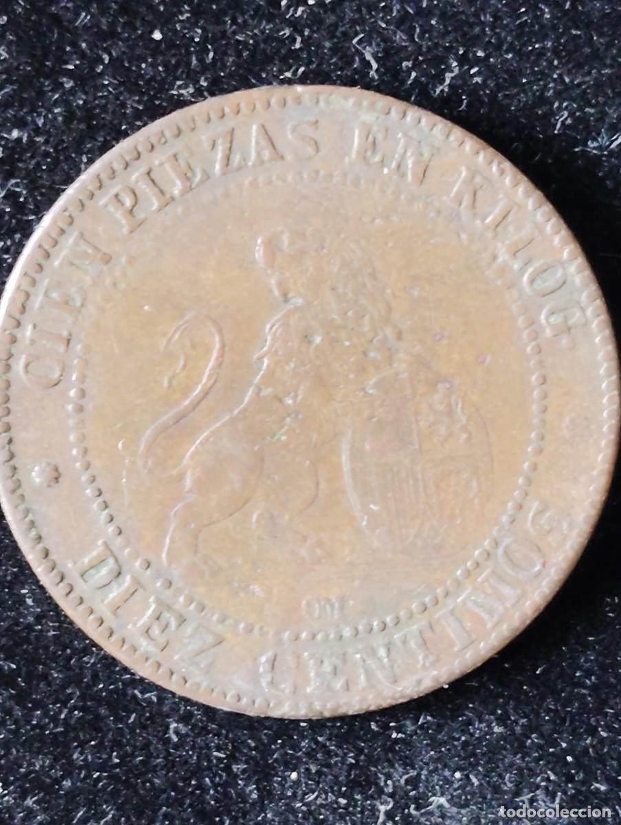 Monedas antiguas de Europa: 10 c&eacute;ntimos 1870. Numism&aacute;tica espa&ntilde;ola - Foto 2