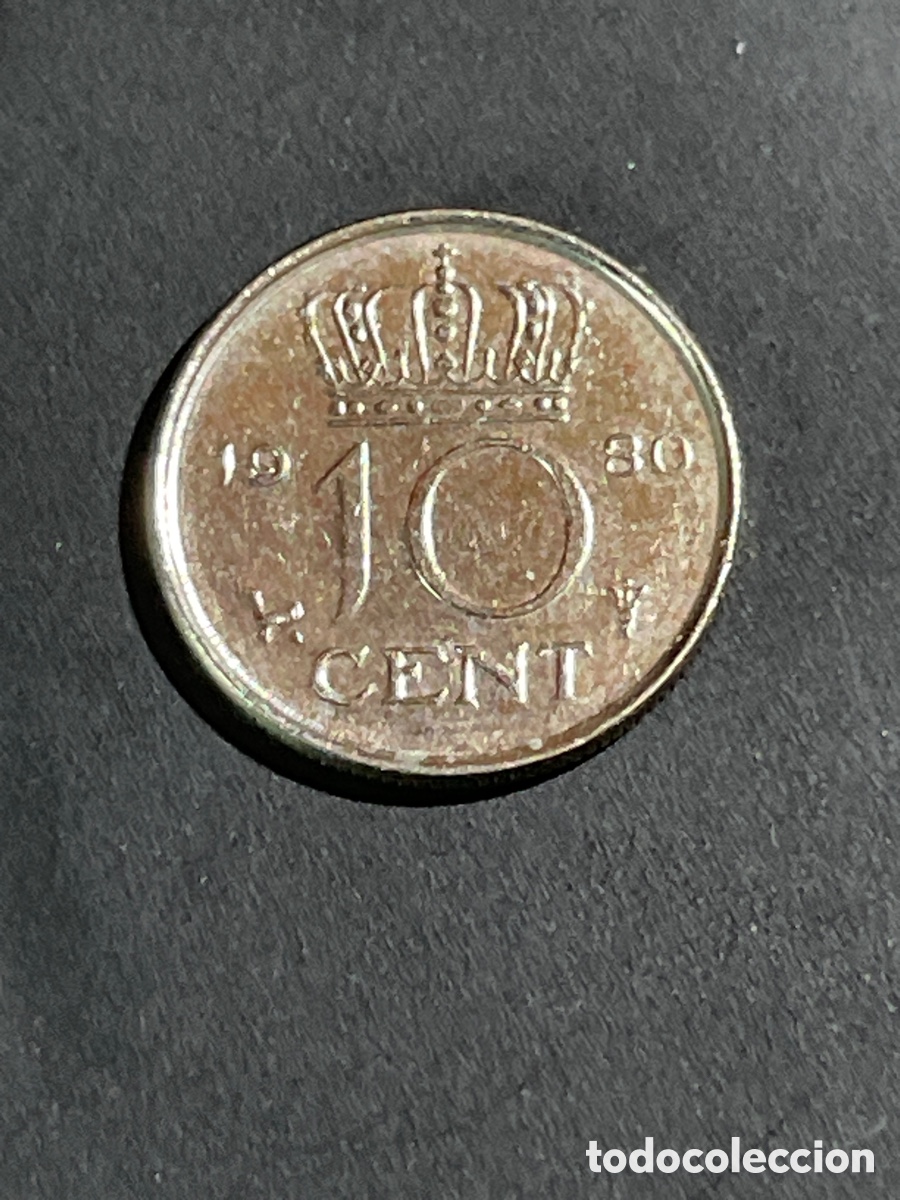 Monedas antiguas de Europa: Holanda 10 cent a&ntilde;o 1980 - Foto 2