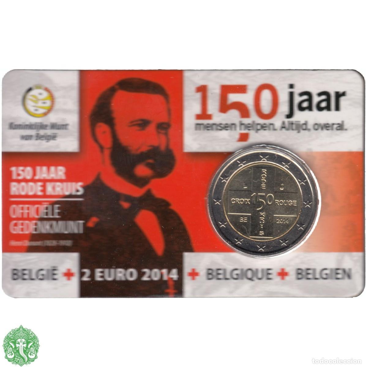Monnaies anciennes de Europe: B&Eacute;LGICA 2 Euros 2014 150 a&ntilde;os de la Cruz Roja Belga Coincard KM#362 canto normal ☆☆2