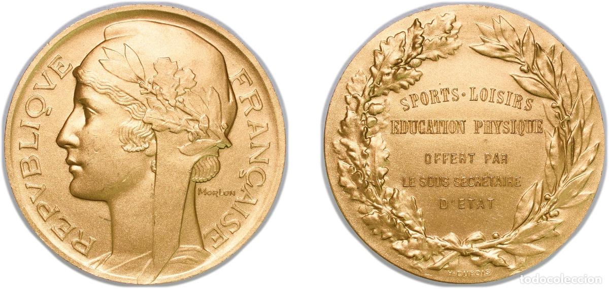Médaille Sous-Secrétariat Sports Loisirs Éducation Physique - Morlon - Argent Plaqué - 1938