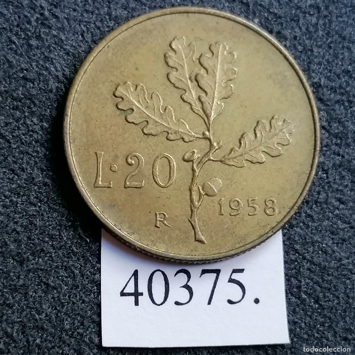 Moedas antigas da Europa: Italia 20 liras 1958