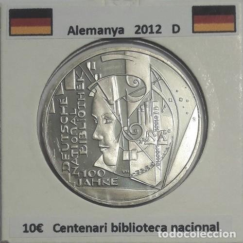 Monedas antiguas de Europa: 10 euros Alemania 2012 D Centenario Biblioteca Nacional CU/NI