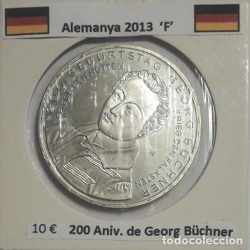 Monedas antiguas de Europa: 10 euros Alemania 2013 F 200 Aniversario de Georg B&uuml;chner CU/NI