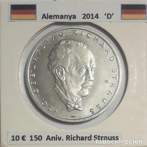 Monedas antiguas de Europa: 10 euros Alemania 2014 D 150 Aniversario Richard Strauss CU/NI