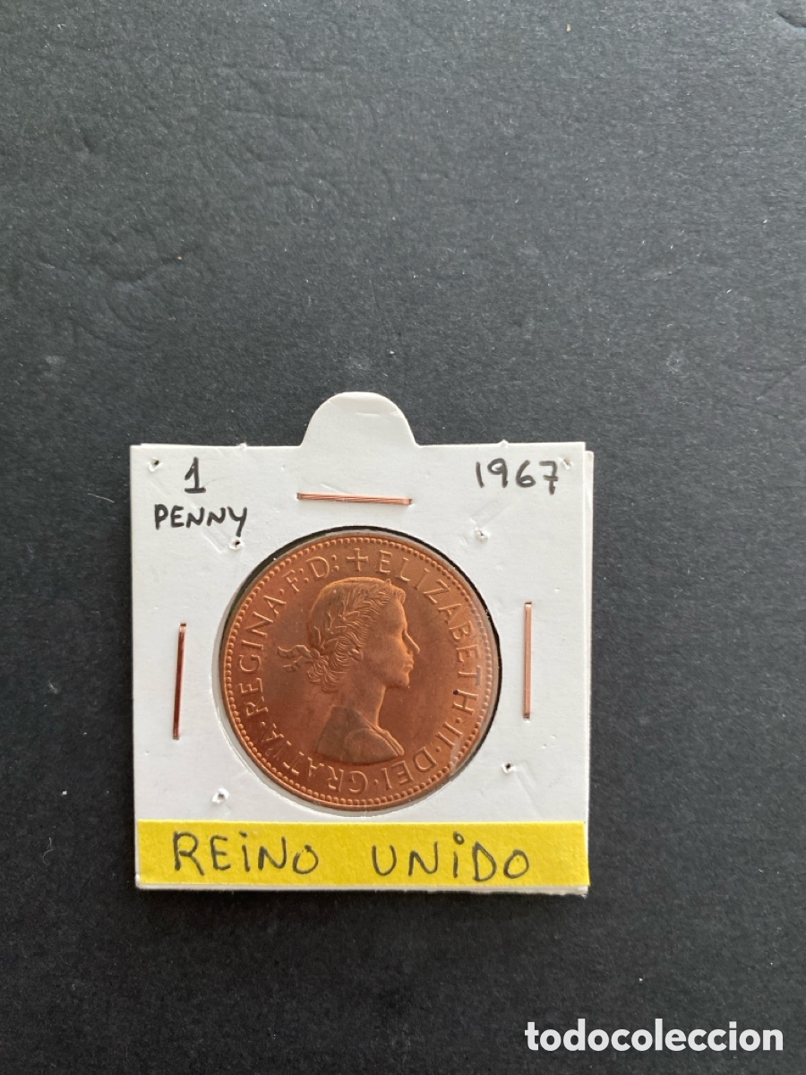 Moedas antigas da Europa: Moneda de Inglaterra de 1 penny a&ntilde;o 1967