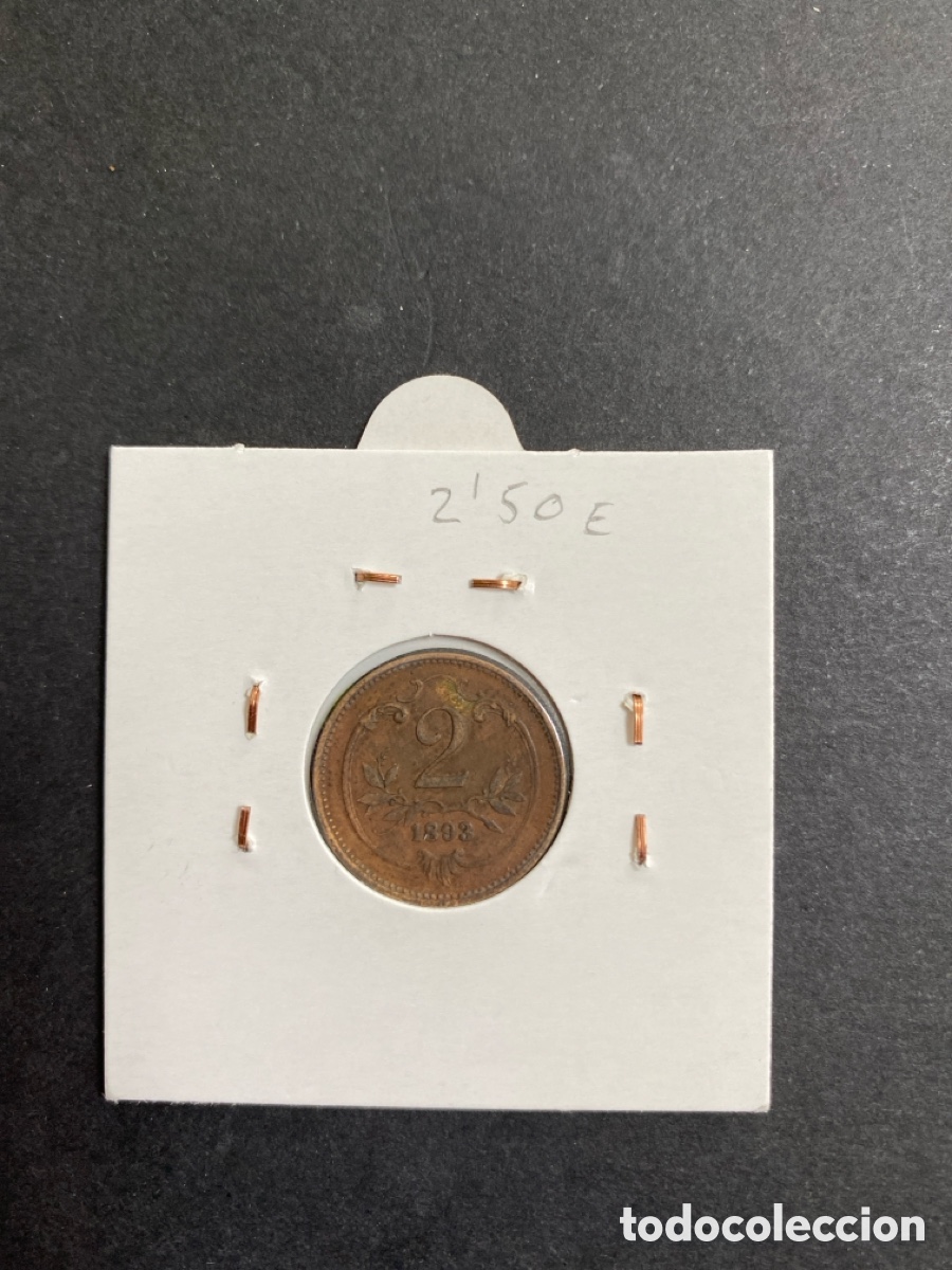 Monedas antiguas de Europa: Moneda de Austria 2 heller - Foto 2