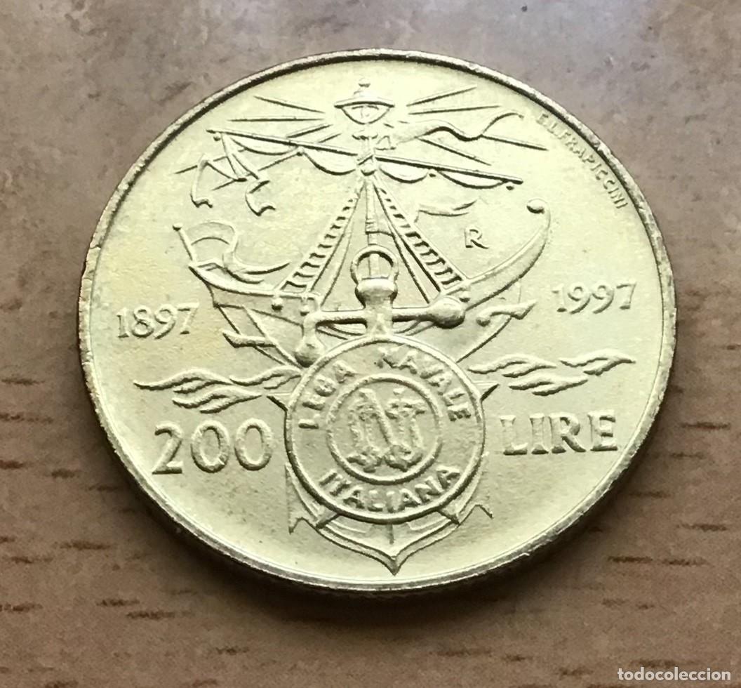Monedas antiguas de Europa: 200 liras conmemorativas de Italia. A&ntilde;o 1997. Liga Naval Italiana