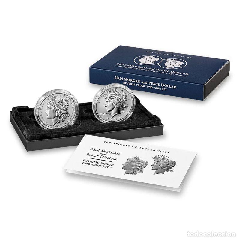 Monnaies anciennes de Europe: ESTADOS UNIDOS DE AMERICA SET 2 MONEDAS MORGAN & PEACE DOLLAR 2024 PROOF