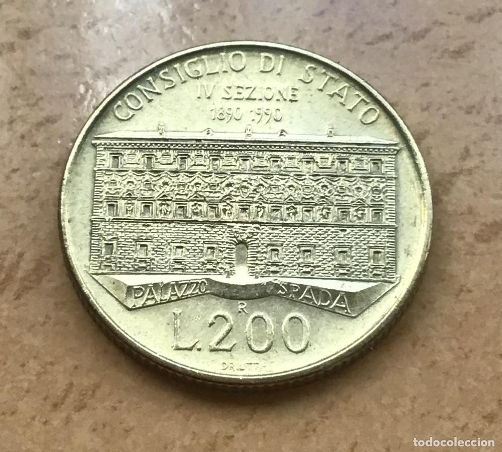 Monedas antiguas de Europa: 200 liras conmemorativas de Italia. A&ntilde;o 1990. Consejo de Estado
