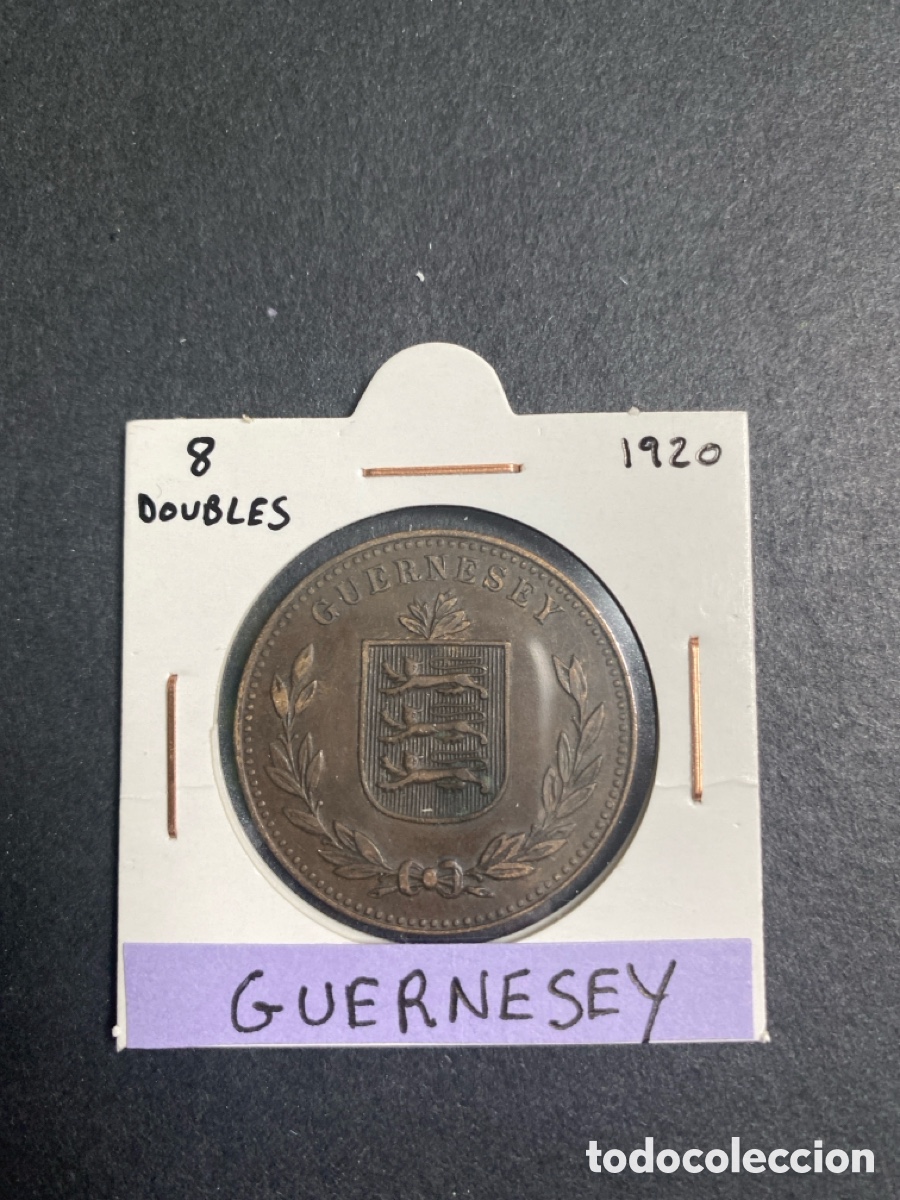 Monedas antiguas de Europa: Moneda de Guernesey 8 doubles - Foto 1